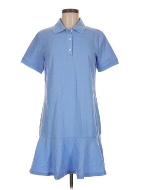NWT Flygo Light Blue Polo Dress Long Shirt/Short Sleeve Ruffle Hem Size XL